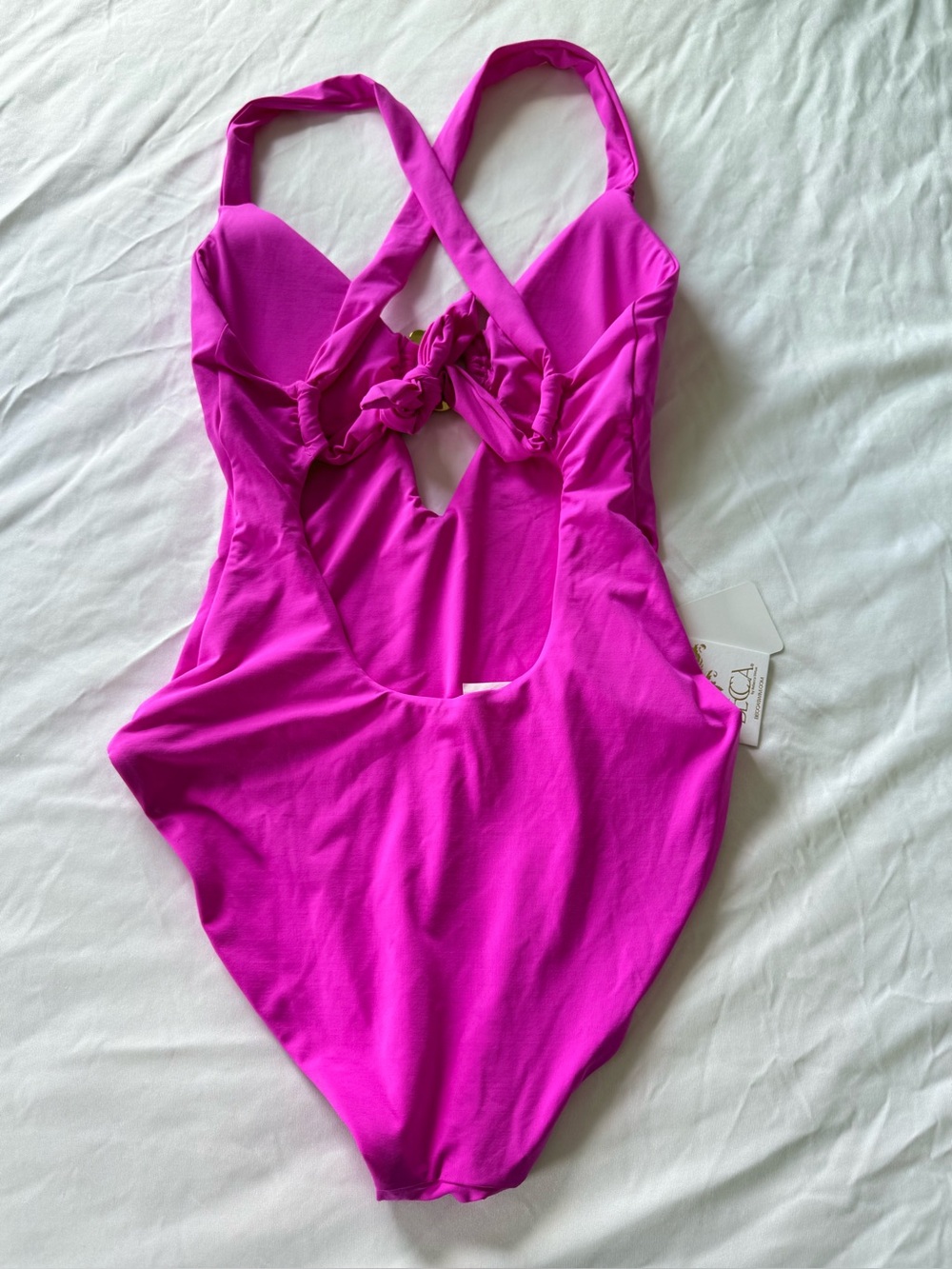 BECCA Vibrant Hot Pink One-Piece Swimsuit with Ring Front - Picture 5 of 7